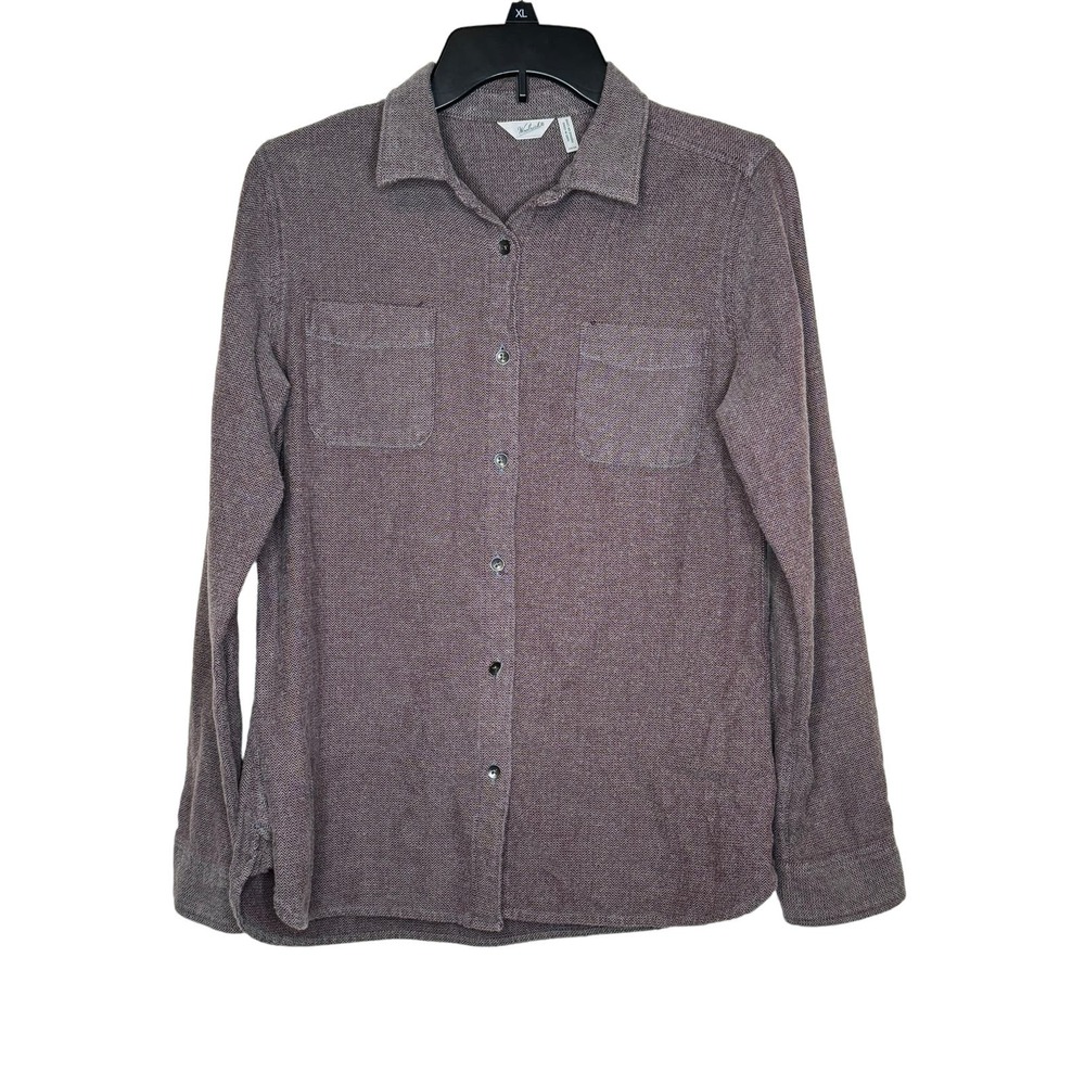 Woolrich Women's Top Button Up Shirt Double Pockets Long Sleeve Purple Plus 24R